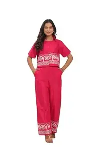 RUCHIKA CRAFT Women's Cotton Embroidered Crop top Co-Ord Set Coordinate Set Summer Wear Printed Crop Top with Pant Set