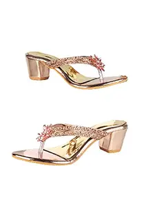 WalkTrendy Womens Synthetic Rosegold Sandals With Heels - 4 UK (Wtwhs411_Rosegold_37)
