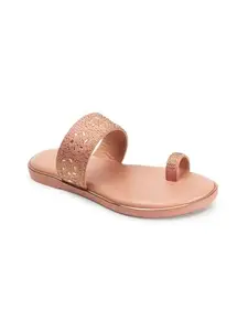 Carlton London Women's Slip On Flat Sandals Colour-Nude Pink, Size-UK 7