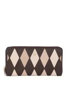 Da Milano Zip Leather Wallet for Women - Brown