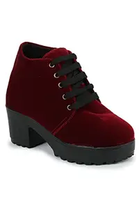 Sapatos Women Casual Boots, Ideal for Women (ST-6221-Maroon-39)