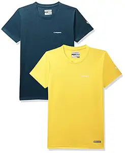Charged Brisk-002 Melange Round Neck Sports T-Shirt Teal Size Small And Charged Pulse-006 Checker Knitt Round Neck Sports T-Shirt Yellow Size Small