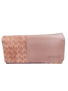 Impress Ladies Leather Wallet,Purse Pink Geometric Pattern Design, Multi-Compartment Storage with Zipper