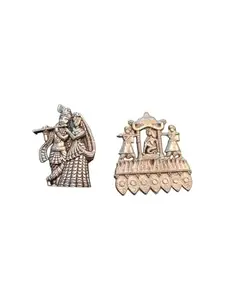 Traditional Indian Antique Finish Metal ring Set, Radha Krishna and Doli Design, 2 Pieces