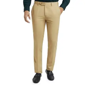 Raymond Men's Mid Rise Slim Pants (RMTS04949-F3_Medium Fawn