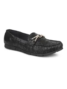 Inc.5 Women Black Embellished Loafers