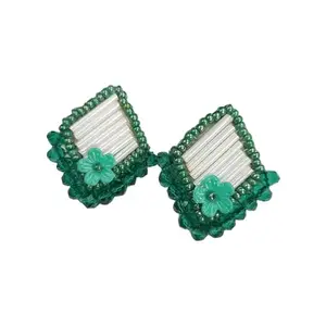 Meadow Blossom Piping Stone Earrings For Women | Statement Earrings For Women Floral Earrings | Green Earrings For Women Handmade Earrings