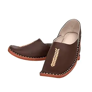 Divyanshu Fashion Ethnic Juttis/Mojaris for Men ll Casual Pathani Jutis for Men ll Trendy Casual Shoes for Men DF-Z-9660 (Tan, 10)