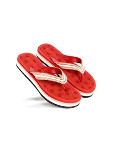 AADI Women's Red Mesh Daily Use Casual Flip Flop & Slippers