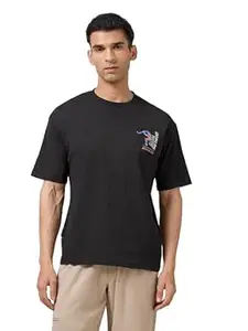 TECHNOSPORT Men's Oversized Fit Graphic Print Half Sleeve Active Out T-Shirt for Gym, Sports & Regular Use