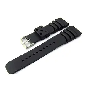Ewatchaccessories 22mm Silicone Rubber Watch Band Strap Fit WATCH 29179 1326 Black Pin