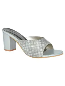AJANTA Women Silver Heel Sandal EL3008