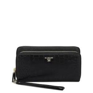 Da Milano Zip Leather Wallet for Women - Black