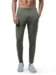TECHNOSPORT Men's Solid Slim Fit Techno Dry Trackpants Drawstring 2-Pocket Polyester Joggers for Gym Running Workout UPF50+ Anti Odour