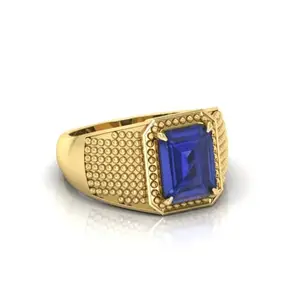 7.25 Ratti Blue Sapphire Original Stone Adjustable Ring For Men And Women With Lab Certified B7