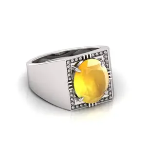 MBVGEMS Natural Certified Yellow Sapphire (Pukhraj) Unheated Untreatet 7.25 Ratti panchdhatu ring for Men's/Women's