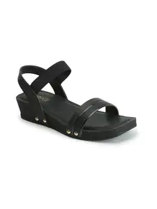 ICONICS Women's Fashionable Backstrap Sandals Colour-Black, Size-UK 4