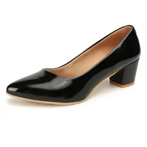 Denill Women Synthetic Pump Block Heel Uk- 4, Black