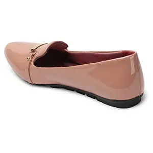 WOMEN'S PATENT LEATHER FLAT LOAFER PU SOLE CASUAL STYLE FOR WOMEN. (PINK, UK Footwear Size System, Adult, Women, Numeric, Medium, 8)