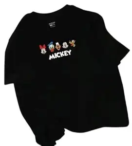 YOUNSHE Women Trendy Graphic Artwork Round Neck Loose Fit Casual T Shirt for Weekend & Short Sleeves