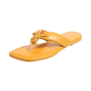 Mochi Womens Synthetic Yellow Slippers (Size (8 UK (41 EU))