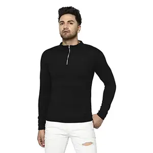 Rigo Men’s Black Round Neck Full Sleeve Cotton T-Shirt (MSHCT1063-S)