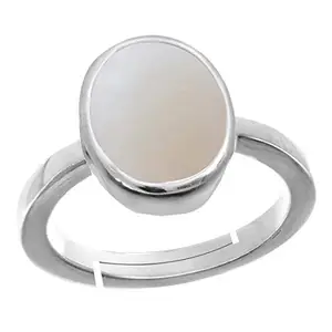Anuj Sales 10.00 Ratti Natural Certified AA++ Quality Australian White Opal Astrological Purpose Loose Gemstone Panchdhatu Silver Plated Ring for Man and Women