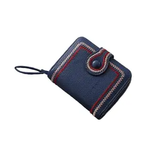 SYGA PU Leather Mini Zipper Wallet Bi fold Wallet for Women, Blue