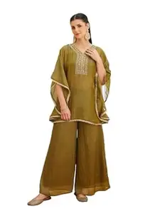MOKOSH Women’s Silk Kaftan With Spaghetti Blouse And Palazzo | Party & Wedding Ethnic Suit Set for Women