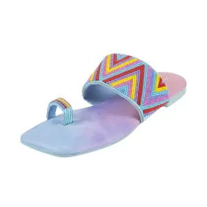 Metro Women Light Blue Synthetic Ethinwear Slip-on Chappal UK/7 EU/40 (32-121)