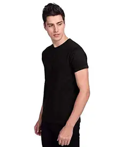 Generic 100% Cotton - Mens Plain Black T Shirt for Daily Use (Large)