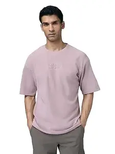 TECHNOSPORT Men Polyester Oversized Striped Crew Neck Half Sleeve T-Shirt with Technocool+, Quick Dry for Gym, Sports and Regular Use