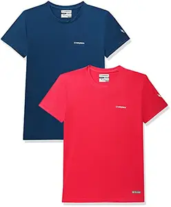 Charged Endure-003 Chameleon Spandex Knit Round Neck Sports T-Shirt Teal Size Small And Charged Pulse-006 Checker Knitt Round Neck Sports T-Shirt Red Size Small