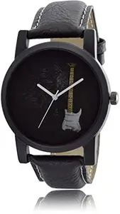 FEMEO New Analog Guitar dial & Black Leather Belt Watches for Man & Boy's