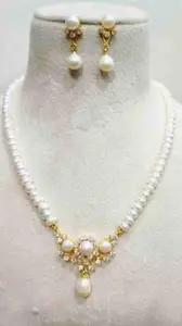 Copper Gold-plated White Jewellery Set by Krishna Jewellers in Jaipur for women