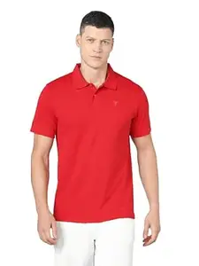 TECHNOSPORT Men Solid Polo T Shirt Slim Fit Short Sleeve Polyester Branded Tshirt for MenGym Workout Casual