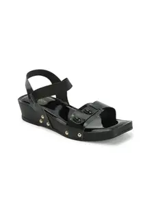 ICONICS Women's Fashionable Backstrap Sandals Colour-Black, Size-UK 3