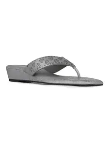 Inc.5 Womens Pewter Ethnic Printed Toe Round Toe Wedge Heel Sandals