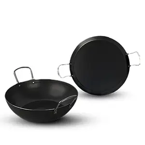 The Indus Valley Pre-Seasoned Iron Cookware Set | Kadai (24.6 cm/2.7 L) + Tawa (28.5 cm) | Kitchen Cooking Combo Pots and Pans Set of 2Pcs | Naturally Nonstick price in India.