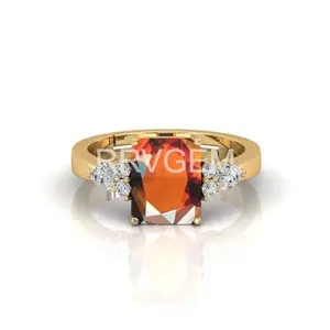 RRVGEM natural onyx ring 6.00 Carat Certified gomed/garnet ring Handcrafted Finger Ring With Beautifull Stone hessonite ring Gold Plated for Men and Women LAB - CERTIFIED
