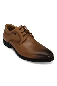 Louis Philippe Men Brown Leather Derby Shoes