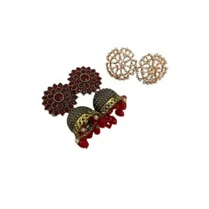 Samruddhi Fashion Jegasree Metal Designer Jumkhi Earrings for Women 2 Set, Multicolor, Jegasree_ER_54, (Pack of 2)