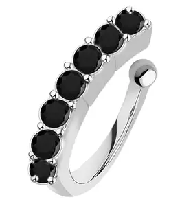 Black Stone Clip On Silver Nose Ring Without Piercing Pressing Nose Pin Stud for Women