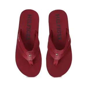 Tommy Hilfiger Polyester Solid Red Men Flat Flip Flop (F23HMFW100) Size- 43