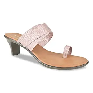 ROCIA By Regal Pink Women Textured One Toe Kitten Heel Sandals
