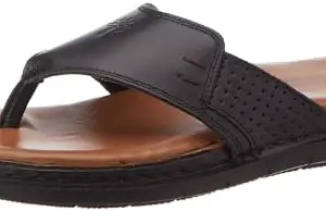 Woodland Men's Black Leather Slipper-8 UK (42 EU) (GP 26703)