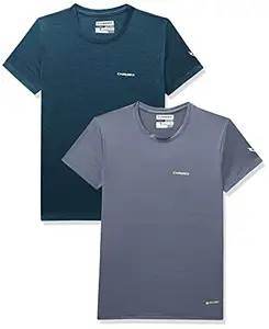 Charged Brisk-002 Melange Round Neck Sports T-Shirt Teal Size Small And Charged Endure-003 Chameleon Spandex Knit Round Neck Sports T-Shirt Light-Grey Size Small