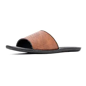 Khadim's Synthetic PVC Sole Brown Texture Sandal For Men Size UK - 5