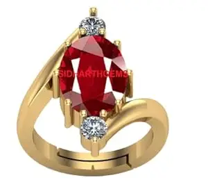 AKSHITA GEMS 15.00 Ratti Certified Unheated Untreatet A+ Quality Natural Ruby Manik Gemstone Panchdhatu Gold Ring for Women and Men
