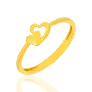 WHP Jewellers Double Love Yellow Gold Ring for Women | Womens Aesthetic & Stylish 22 KT Gold Ring | Gold Fashion Jewellery for Women | Great for Gifting
